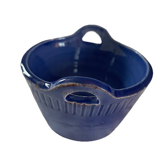 Ceramiche Alfa Ceramic Small Bowl Dessert Bowls with Handles Blue Made in Italy - Picture 2 of 8